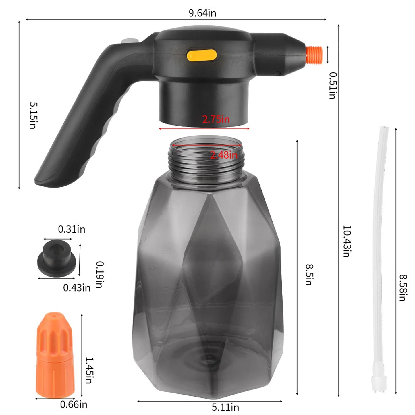 2L Rechargeable Handheld Sprinkler Electric Sprayer Watering Can Atomizing Watering Bottle Water Sprayer Garden Plants Sprayer