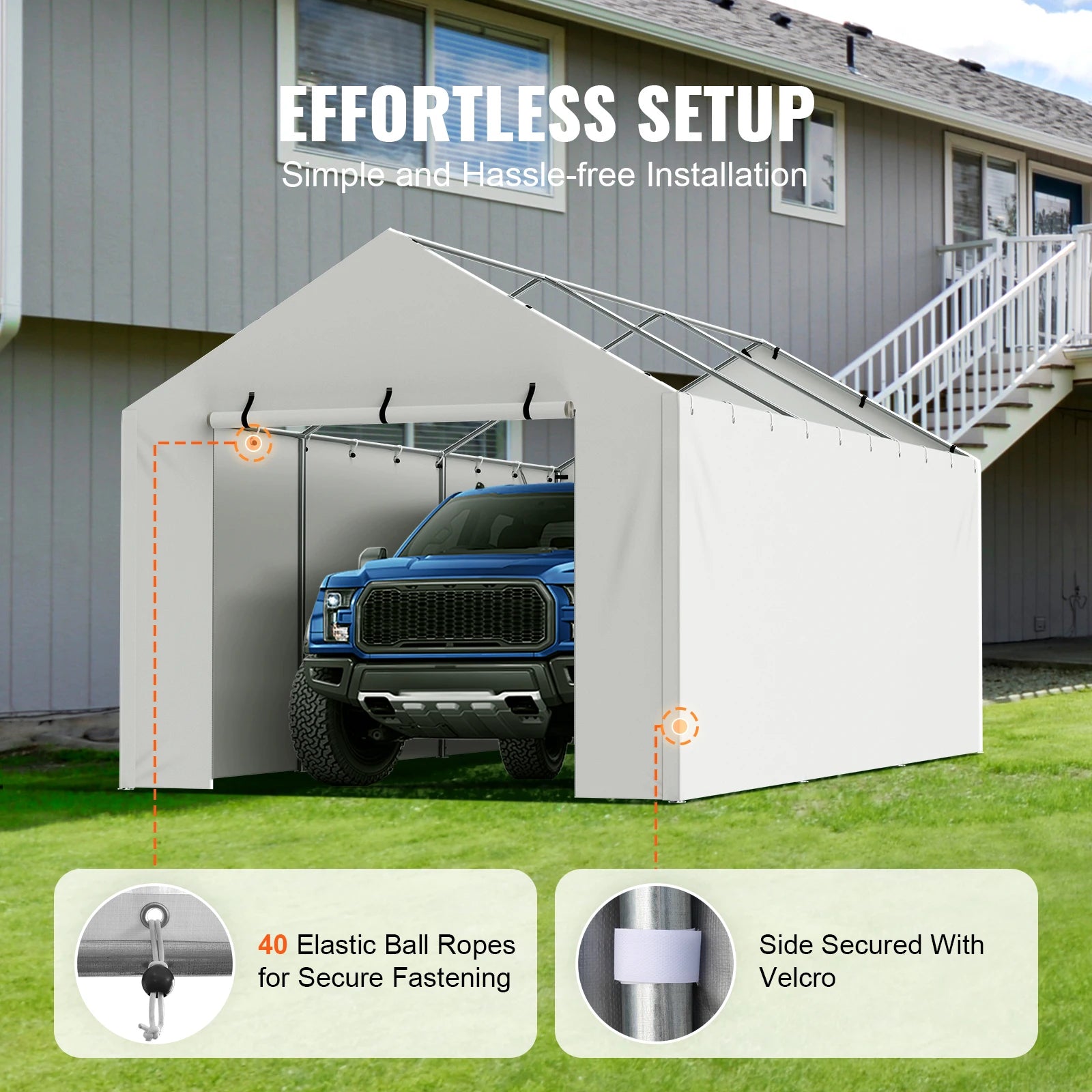 VEVOR Carport Replacement  Garage Tent Shelter Tarp Heavy-Duty Waterproof & UV Protected.
