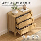 3 Drawer Dresser Set of 2 for Bedroom, Modern Chest of Drawers with Golden Handles, Wood Tall Nightstand,Natural Oak