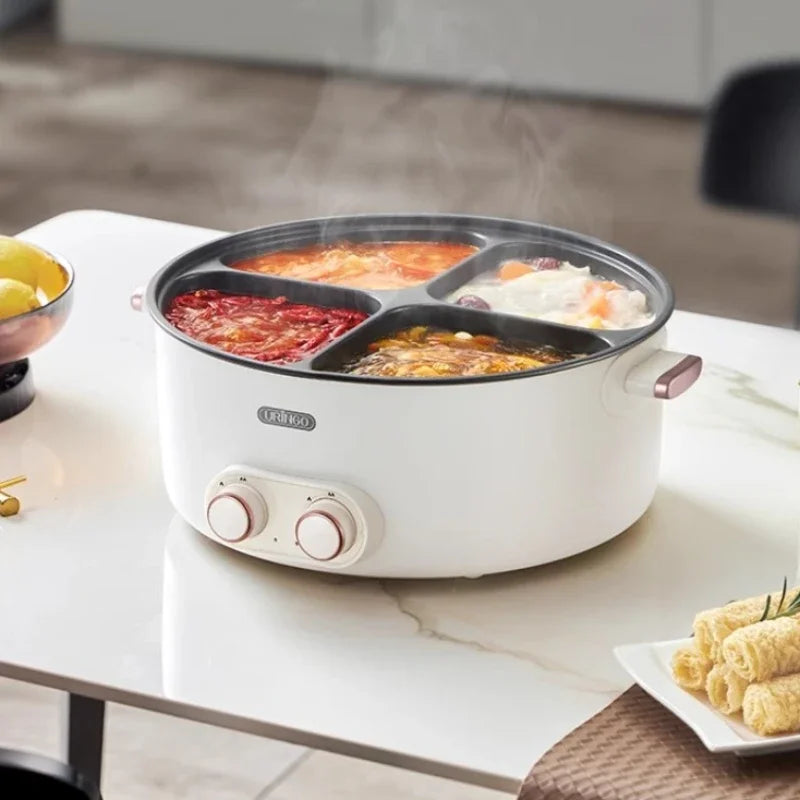 Mandarin duck electric hot pot four-square box multi-functional household 6L large-capacity electric cooking pot new model