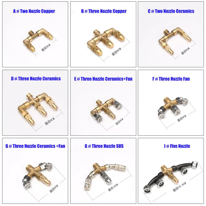 Fan Shaped High-pressure Spray Gun Large Area Combined Orchard Greenhouse Atomization Hand Pressure Sprinklers 1/4'' Adapter