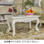 TieHo European Style Living Room Coffee Table Wood Rectangle Ivory White Center Table Modern Small Apartment Home Furniture