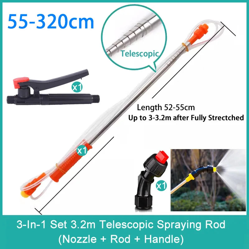 New Retractable 2.2/3.2m Spraying Rod For Hand Pressure Sprayer Outdoor Garden Pesticide Spray Tree Watering Can Accessories