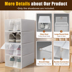 24-Pack Thick Transparent Shoe Boxes