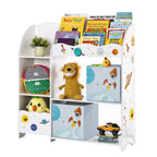 SONGMICS Toy and Book Storage Rack, Multifunctional Storage Furniture with 2 Drawers Fabric for Playroom
