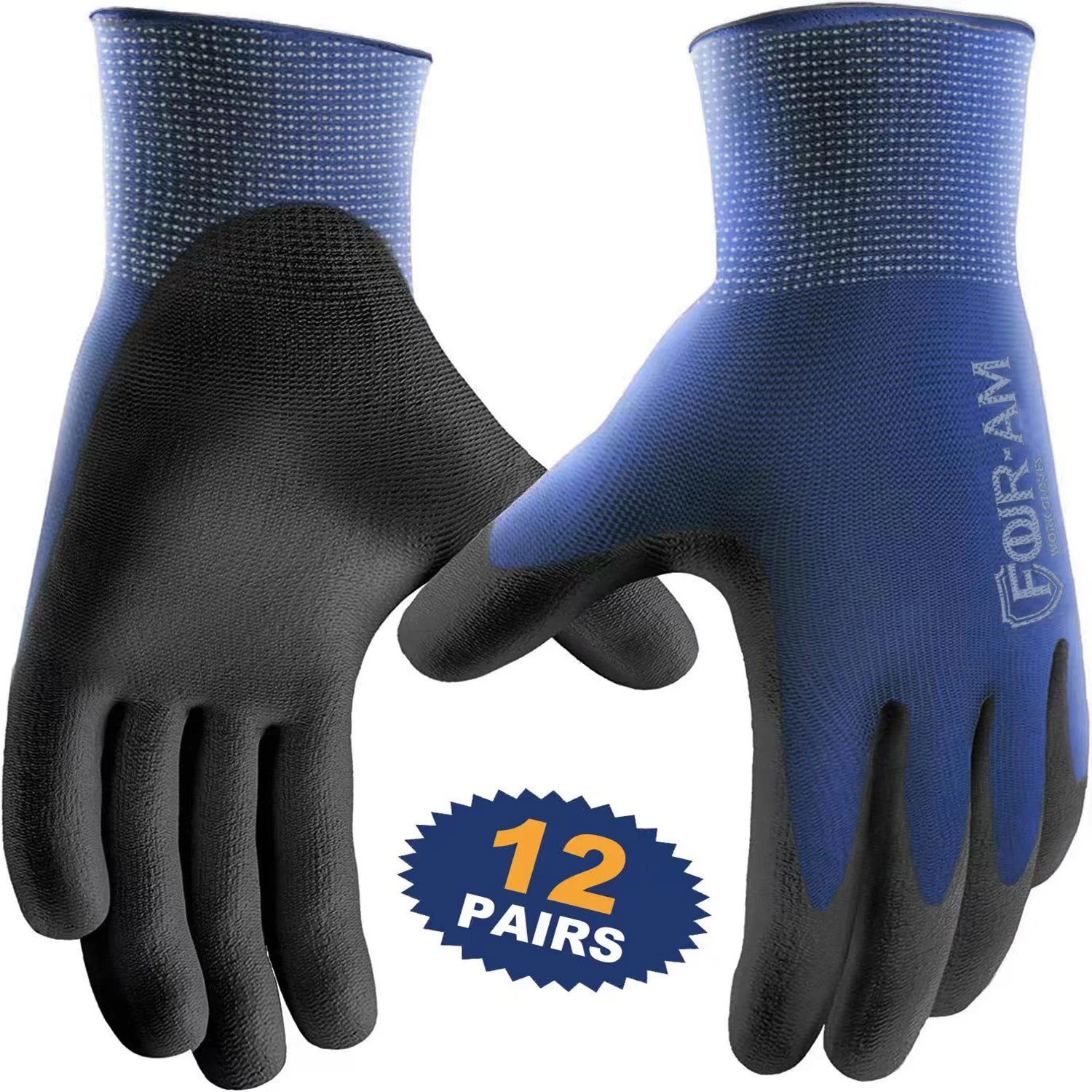 3/12Pairs Ultra-Thin PU Coated Outdoor Work Gloves for Men women.Nylon Ultra-Soft Lightweight Fitting Glove Lightweight Fitting