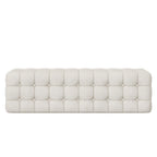 All Covered Velvet Upholstered Ottoman, Rectangular Footstool Bedroom Footstool No Assembly Required Elegant and Luxurious White