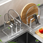 And Cutting Board Organizer Combo - Heavy-Duty Countertop Rack, Kitchen Organizer Space-Saving Stainless Steel Pot Lid
