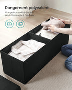 SONGMICS Storage Bench, Foldable Pouffe, 38 x 110 x 38 cm, End of Bed, Footrest, Storage Box, Load up to 300 kg, for Living Room
