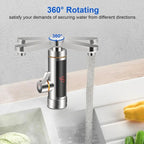 Electric Instant Heater Faucet Tankless Hot Water Heater Tap , Electric Hot Water Tap, LCD Temperature Display, 360 ° Mixed
