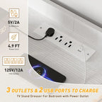 Dresser for Bedroom with 11 Drawers for 60" TV Stand for Bedroom with LED Lights & Charging Station Long Dresser with Shelves