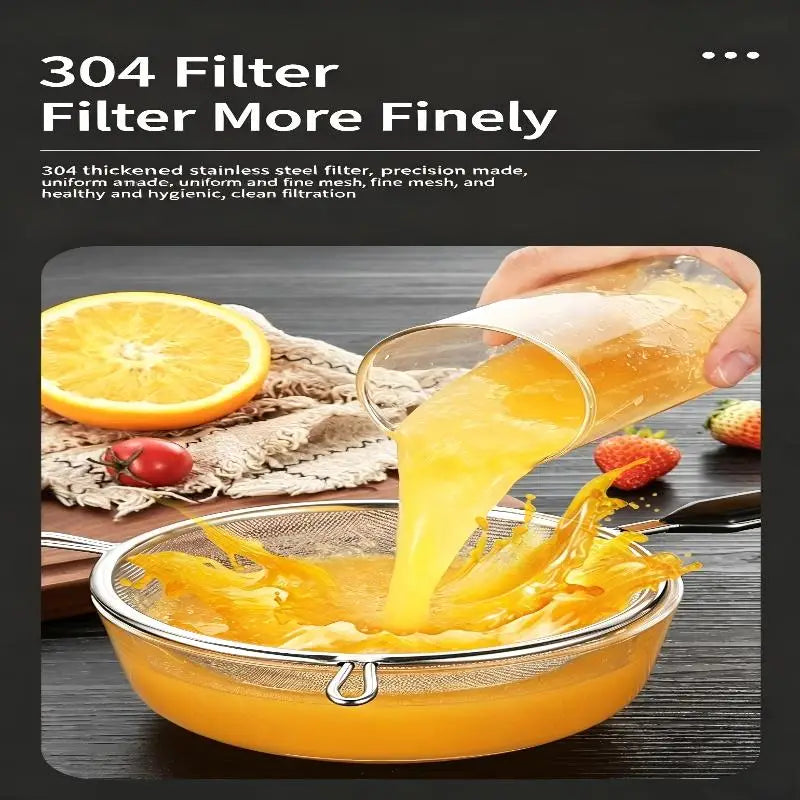 Ergonomic Kitchen Strainer with Non-Slip Handle & Hook Dishwasher Safe for Christmas Recipe Making Pasta Draining