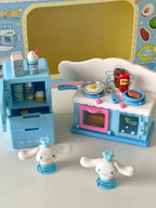 Sanrio Characters Kuromi Cinnamoroll Hellokitty Mini Kitchenware Set Kawaii Happy Little Kitchen Figures Happy Refrigerator Toy