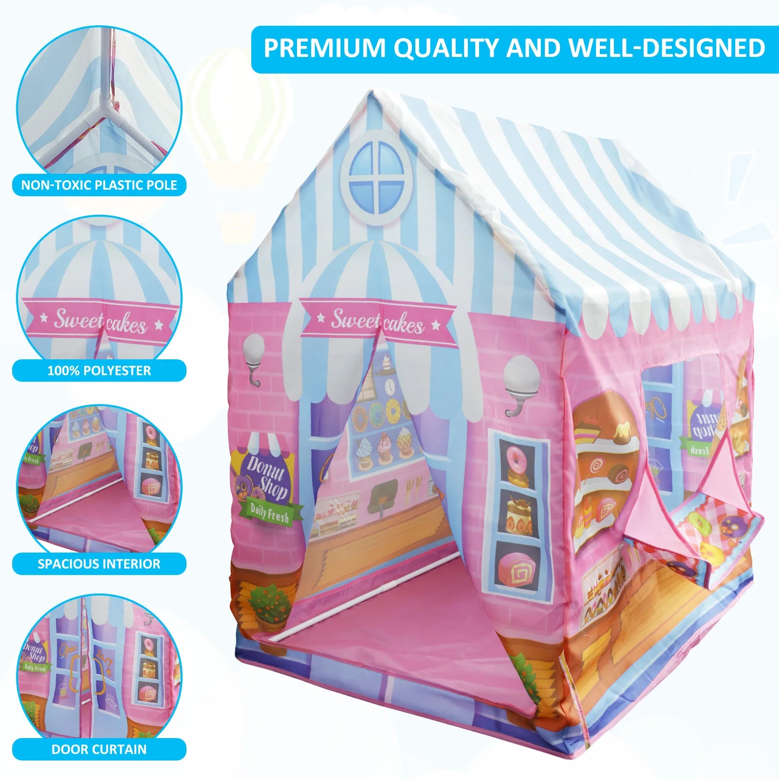Kids Playhouse Polyester Large Size Playhouse Tent Colorful Cute Foldable Castle Play Tent for Boys Girls Indoor Outdoor Game