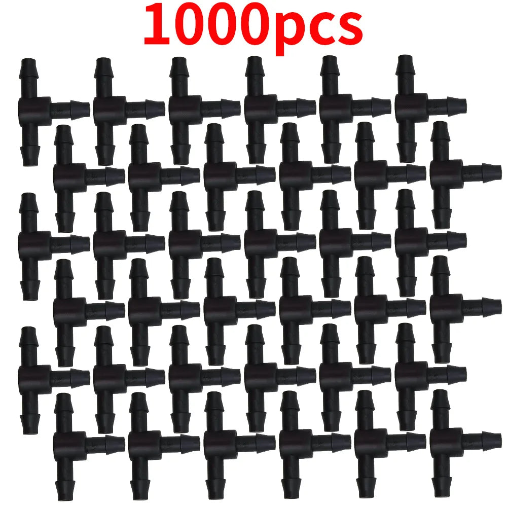WUJIE 50PCS Plastic Barbed 3-Way TEE Connector for 4/7mm Tubing Watering Pipe Hose Couplings Micro Drip Irrigation Garden Tools