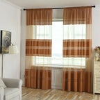 1PC Striped Sheer Curtains for Living Room Bedroom Tulle Curtains for Room Kitchen Decoration Window Treatments Drapes 100x270CM