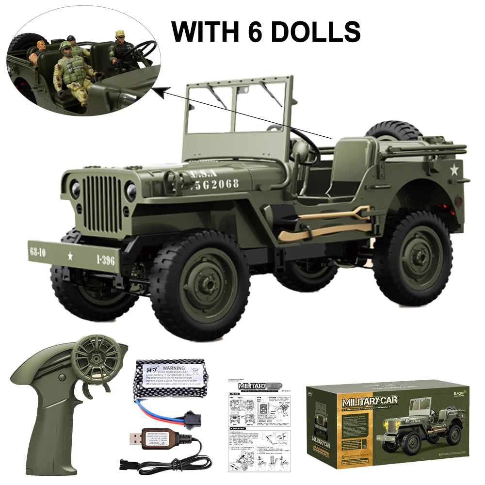JJRC C8815 4WD Off-road RC Car RTR Crawler 2.4G 1941 Mb Scaler Willys Jeep Climbing Scale Military Truck Vehicle Adult Kids Toy