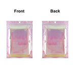 Eco-Friendly Clear Mylar Bag,Holographic Pink Plastic Storage Bag,Reusable Smell Proof Zipper Pouches,Cosmetic Organizer Pouches