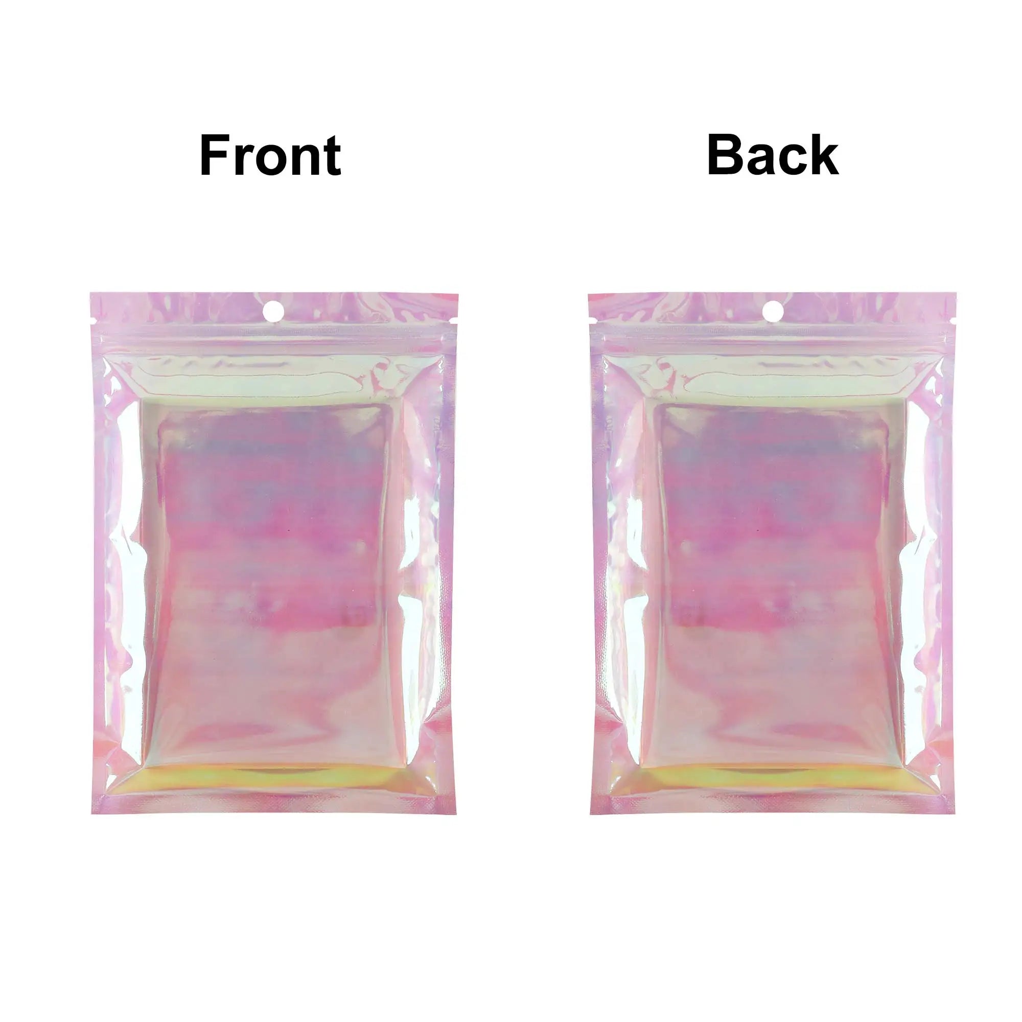 Eco-Friendly Clear Mylar Bag,Holographic Pink Plastic Storage Bag,Reusable Smell Proof Zipper Pouches,Cosmetic Organizer Pouches