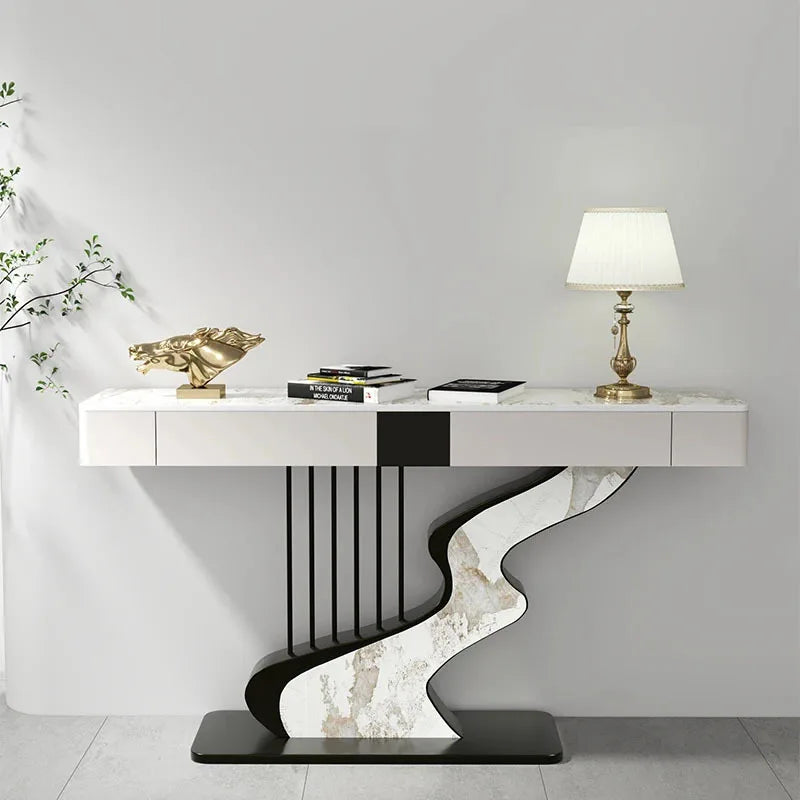 Nordic designer Fashion Wall Hall Porch Decorative Cabinet Semi-circular Slate Console Tables for Living Room Entrance Furniture