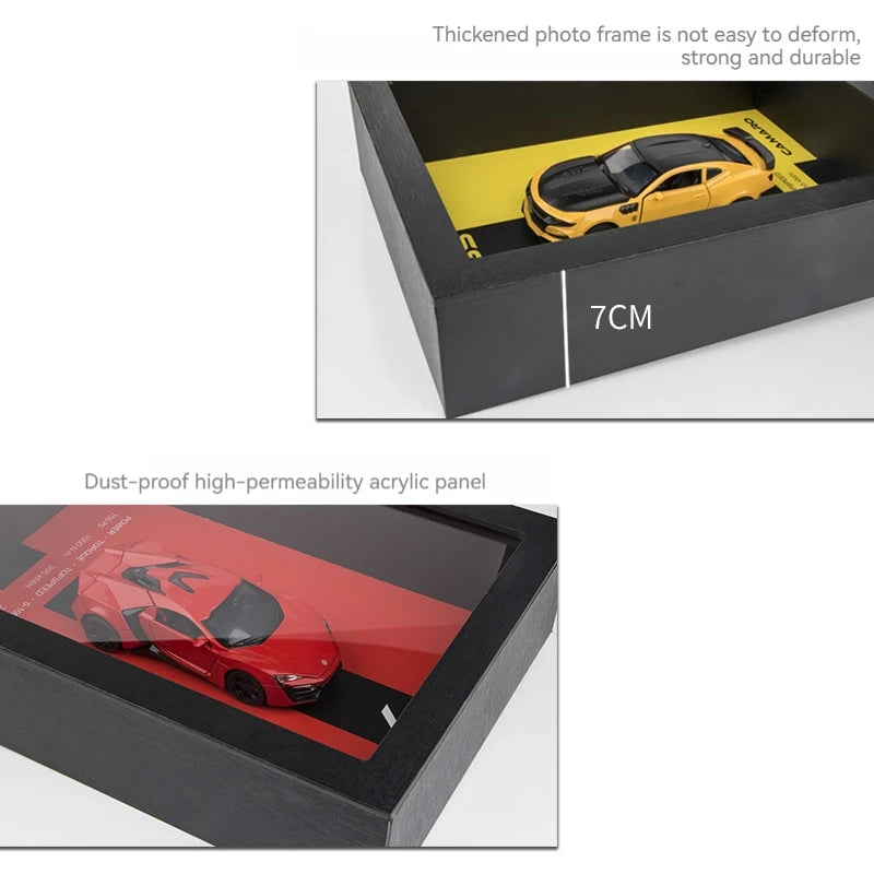 1:32 photo frame version alloy metal sports car model 3D hanging picture frame Interior decorations ornaments With Light Display