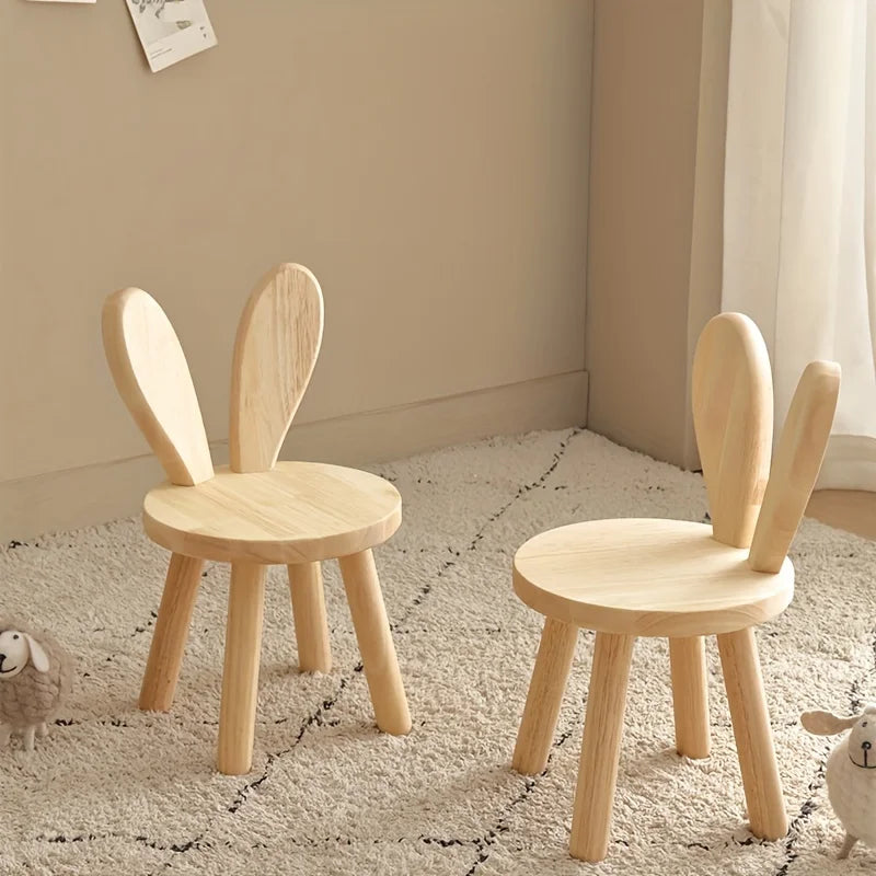 Creative Solid Wood Rabbit Ears Stool: Cute, Simple, And Decorative for Your Home