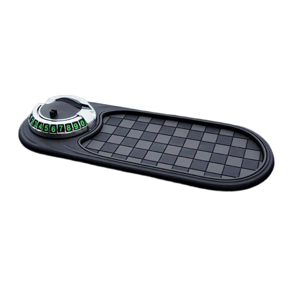 Car Dashboard Mat with Parking Number Plate Car Dash Grip Pad Anti-Shake Rotating Car Phone Holder Anti-Slip Car Accessories