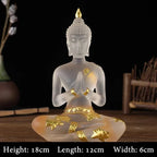 Transparent Sitting Buddha Statue Zen Gesture Thai Buddha Resin Figurine Sculpture Home Office Feng Shui Decoration Ornament