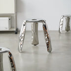 Living Room Modern Footrest Interior Round Luxury Art Stainless Steel Balloon Stool Metal Three-legged Design Low Stool Ottomans