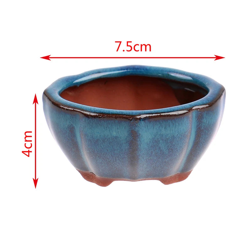 1PC 7.5x5.7x4cm Minimalist Appearance And Color Bonsai Flowerpot Ceramic Craft Plant Pot Planter Garden Decor