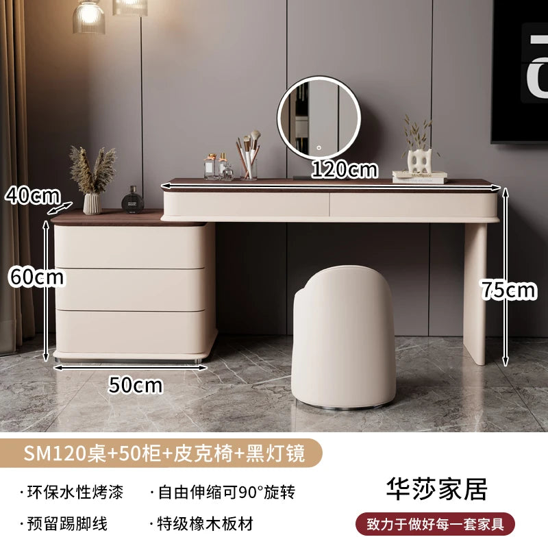 Makeup Mirror Wooden Dresser Set Bedroom Brown Natural Modern Vanity Dressers Nordic Storage Drawer Coiffeuse House Accessories