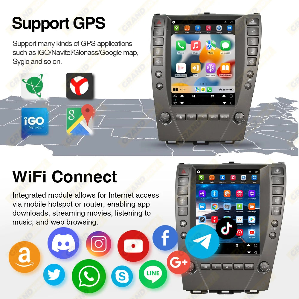 9.7inch Android 13 Car Radio For Lexus ES ES240 ES300 ES330 ES350 2007-2012 For Tesla Style Screen Car Radio Multimedia Player
