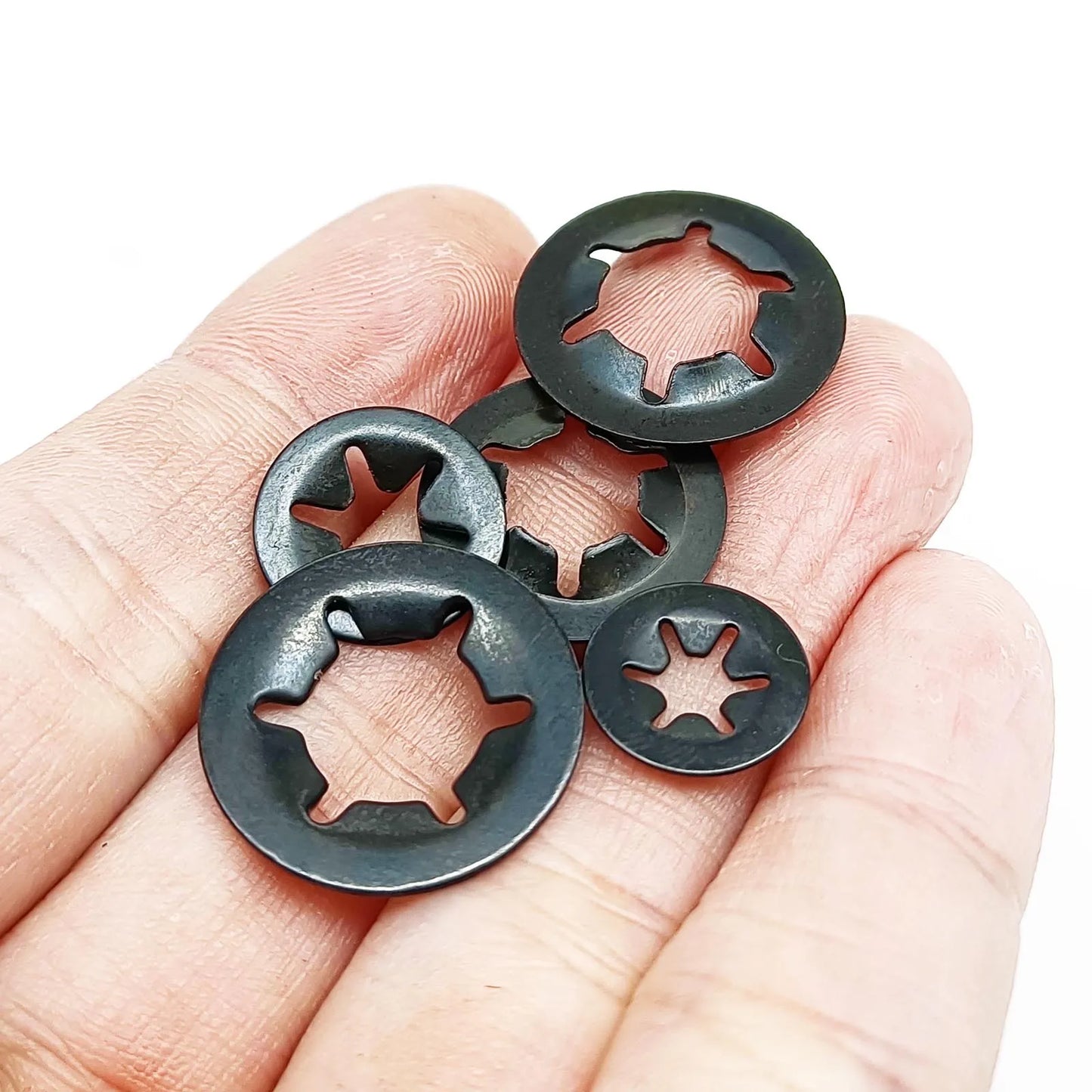 350pcs/box Mix M2.5-M10 External Circlip Self-Lock Retaining Clip Shaft Bearing Snap Ring Kit Set Black 65mn 304 Stainless Steel