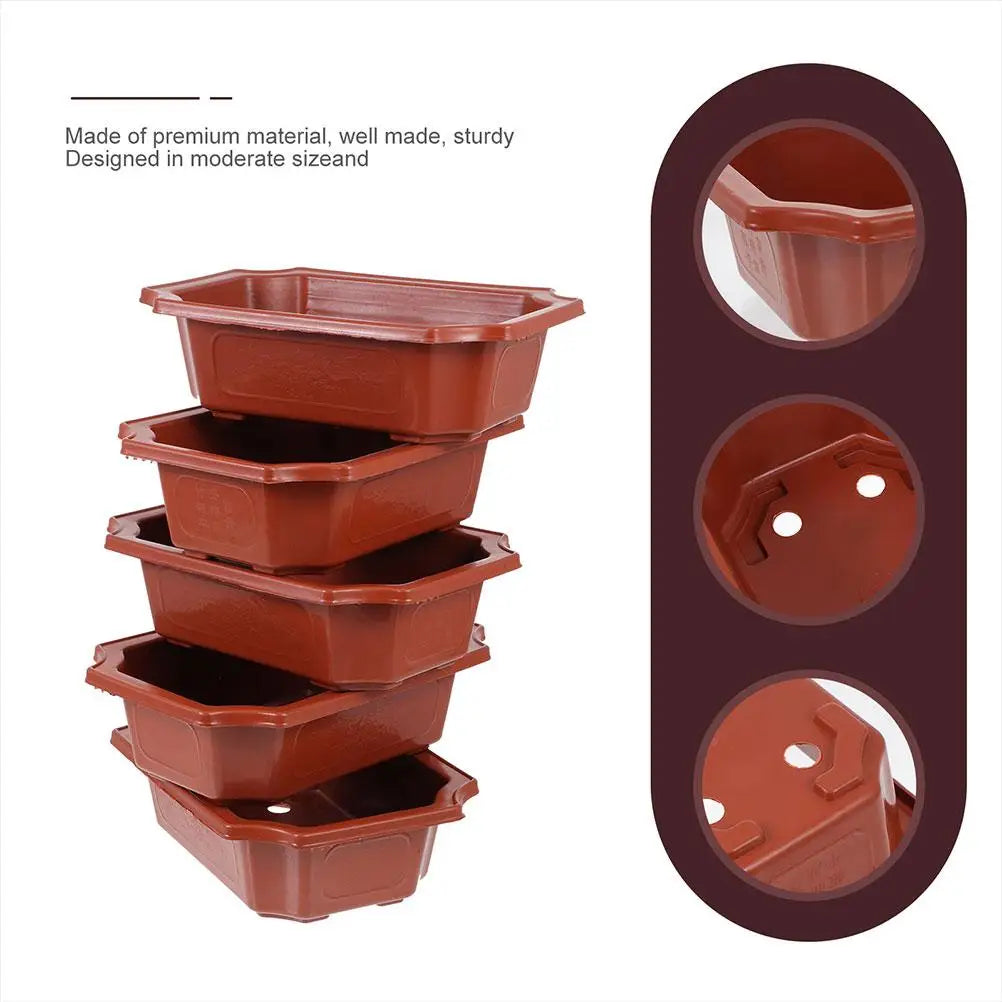 10 Pcs Plastic Planting Pot Classic Ceramic Flowerpot Bonsai Planter Garden Container Household Succulent Vase