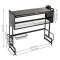 2-Tier Carbon Steel Cutlery Drainer & Dish Drying Rack | 20kg Load-Bearing, Over-Sink Mount (Black, 13.9lbs Lightweight)