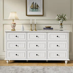 Scurrty White 9 Drawer Dresser, Antique Chest of Drawers,Large Cabinet with Storage, Big Dresser for Clothes in Bedroom