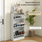 Homcom Hallway Shoe Rack Furniture with 3 Folding Drawers 60X23.5X115Cm White