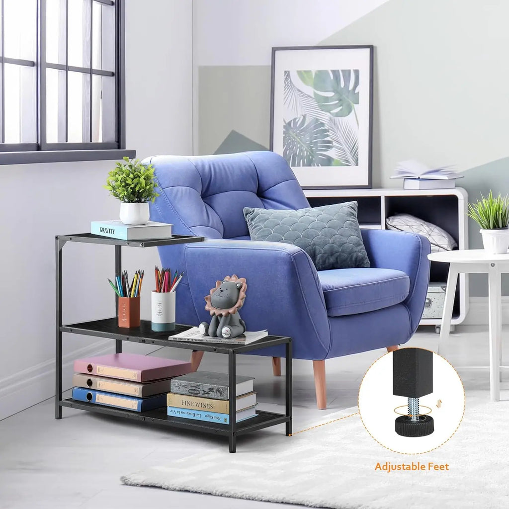 Melos coffee table, metal frame three-layer narrow edge table, sofa bedside table, with decorative ladder frame