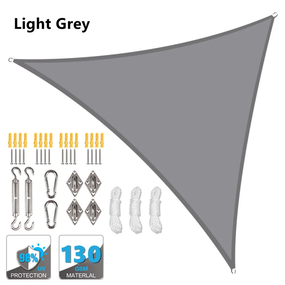 5x5x5/2x2x2M Waterproof Sun Shelter Triangle Sunshade Protection Outdoor Canopy Garden Patio Pool Shade Sail Awning Shade Cloth