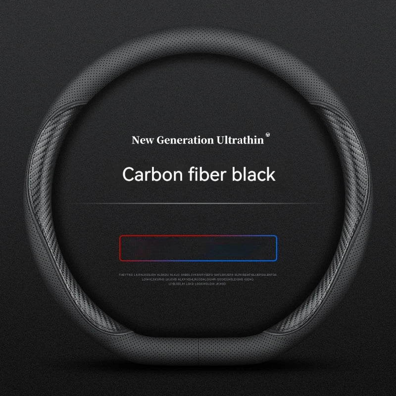 Full Leather Cover for All Seasons Auto Steering Wheel Cover Ultra-Thin Non-Slip Round Breathable Car Steering Wheel Protector