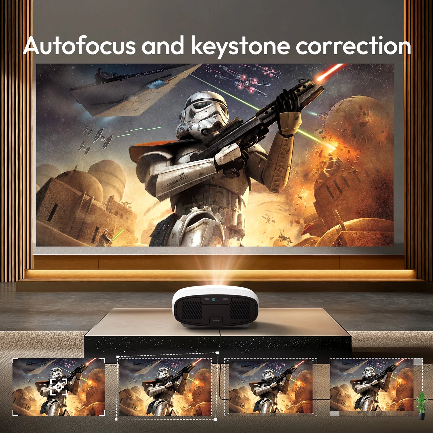 VEVSHAO A22 Full HD 1080P Projector 4K 1000ANSI Android WiFi Auto Focus 10W*2 Home Theater Projector for Office Meeting Video