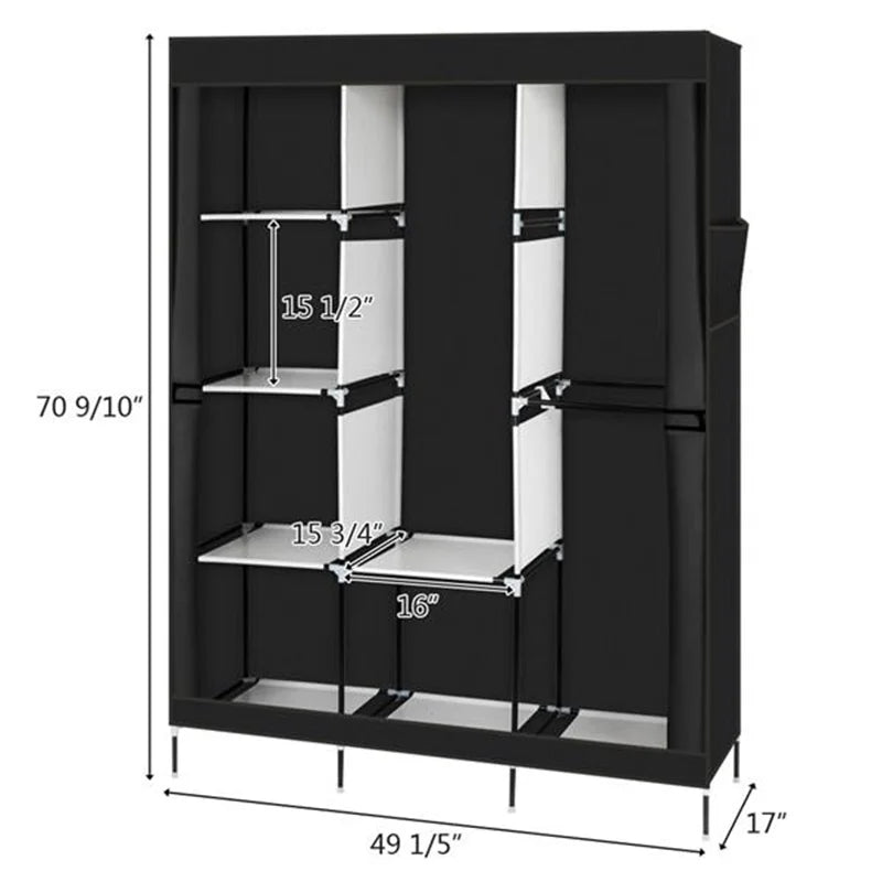 71" Portable Closet Wardrobe Clothes Rack Storage Organizer with Shelf