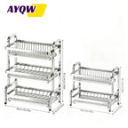2-3 layer stainless steel kitchen storage rack for dishes and bowls - used for storing cutlery, plates and bowls.