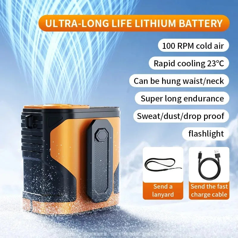 F83 Portable neck clamp fan, high speed waist fan, 100 speed, USB ultr