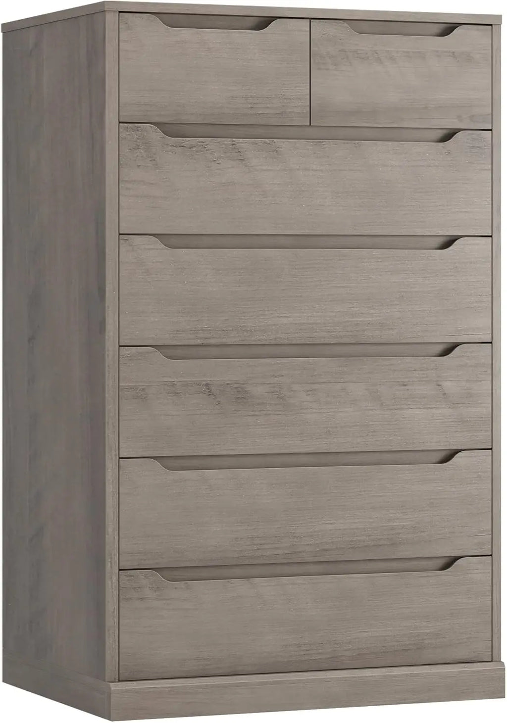 51" Tall 7 Drawers Dresser, Modern White Dresser, Wood Dressers & Chests of Drawers with Cut-Out Handles, Upright Drawer Chest