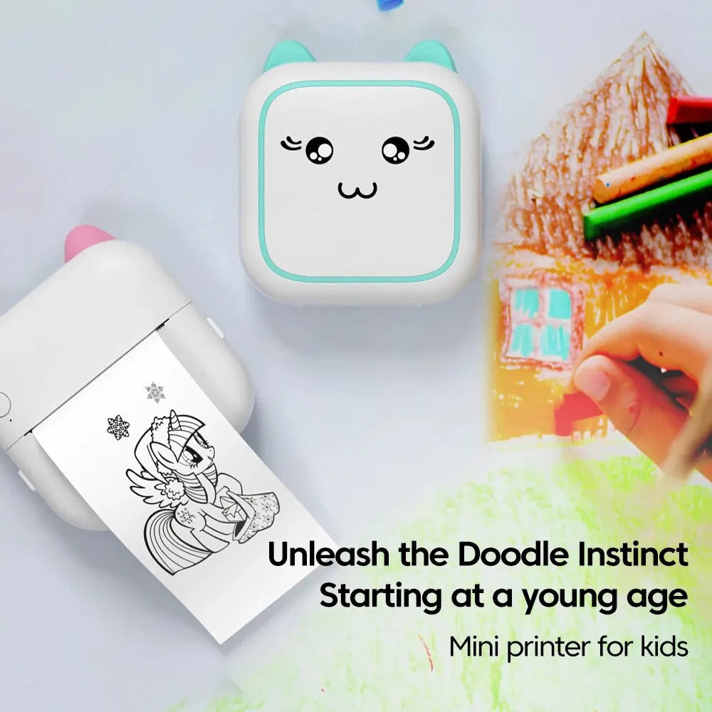 Portable Mini Thermal Photo Printer Cordless Label Printer Rechargeable Design Compact for Text Photos and Symbols for Printing