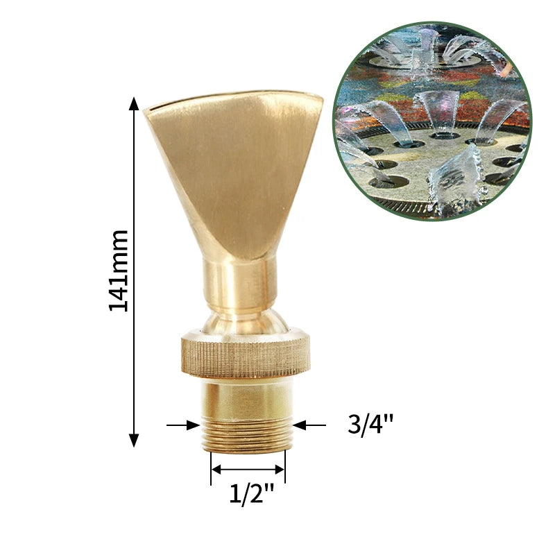 1/2" 3/4" 1" Brass Swimming Pool Decorative Fountain Nozzles Head for Outdoor Music Water Fountain Waterfall Garden Decoration