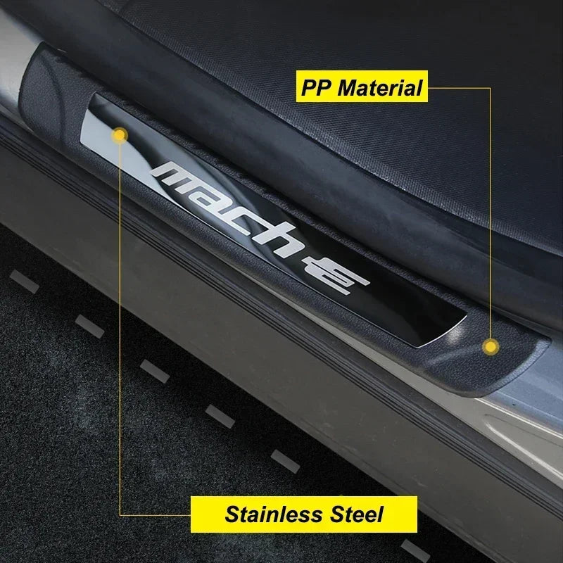 4PCS Door Pedal Sill Strip for Ford Mustang Mach-E External Threshold Bar Anti-stepping Sticker Protection Accessories 2021-2023