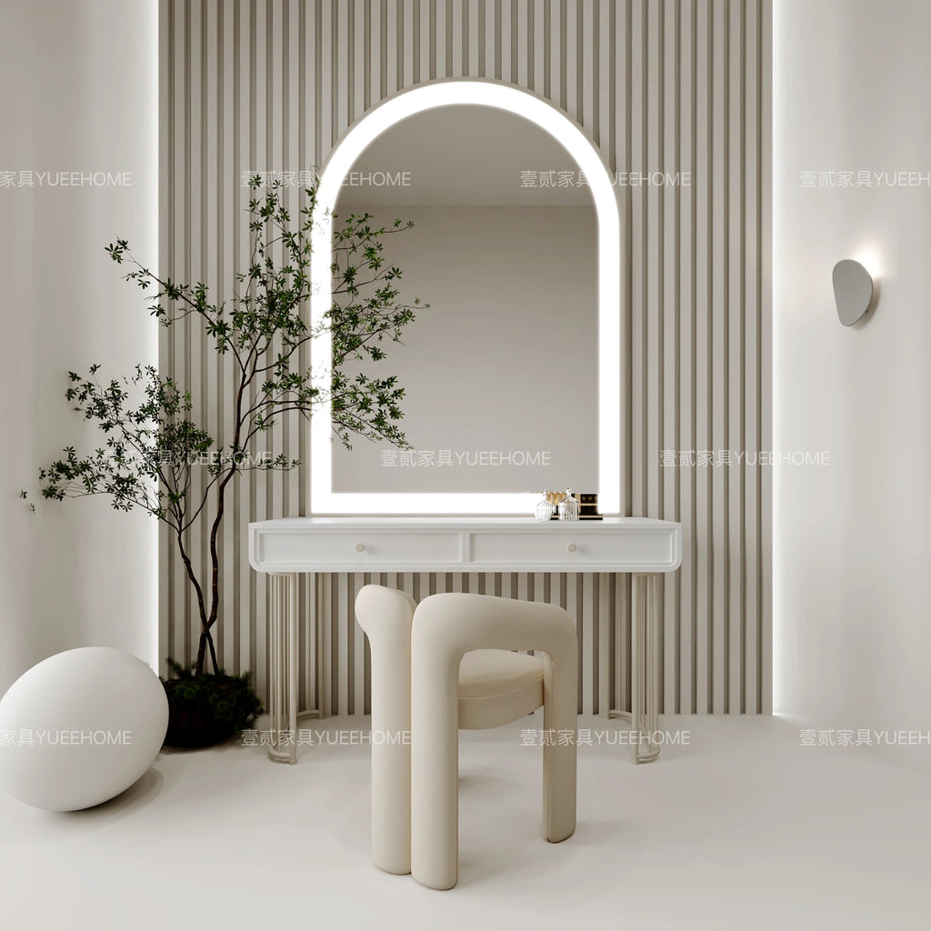 Girls Luxury Mirror Vanity Table Nordic Makeup Large White Makeup Desk Dressers Girl Drawers Light Penteadeira Bedroom Furniture