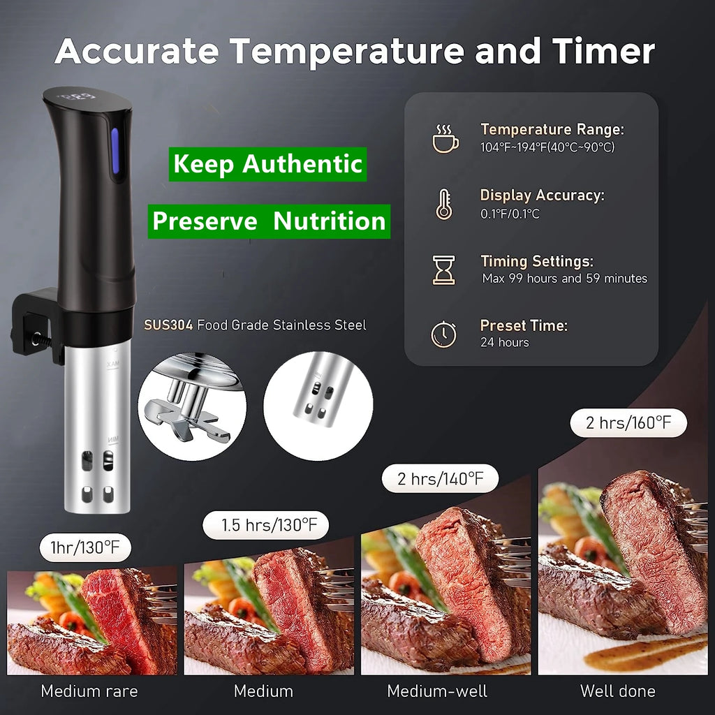 Home Appliance Sous Vide Cooker 1100W WiFi Smart Kitchen LCD Touch Sous Vide Machine Durable Immersion Circulator Precise Cooker